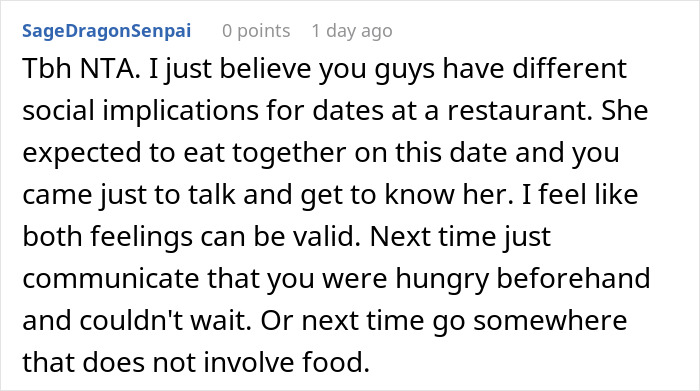 Guy Doesn't Understand Why Date Got Upset He Ate Without Her, The Internet Doesn&rsquo;t Hold Back