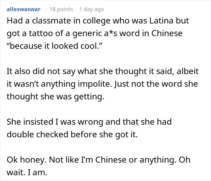 Man Gets Called Out For Telling His Friend The True Meaning Of Her &ldquo;Chinese&rdquo; Tattoo