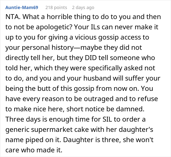 In-Laws Betray Woman&rsquo;s Trust By Sharing Her Secret, She Refuses To Bake A Cake For Niece In Return