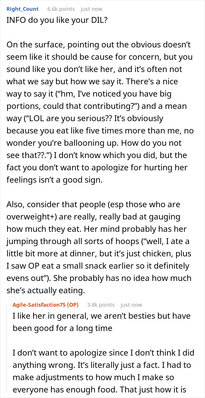 DIL Is Confused Why She&rsquo;s Gaining Weight, Woman Points Out That She Eats A Lot 