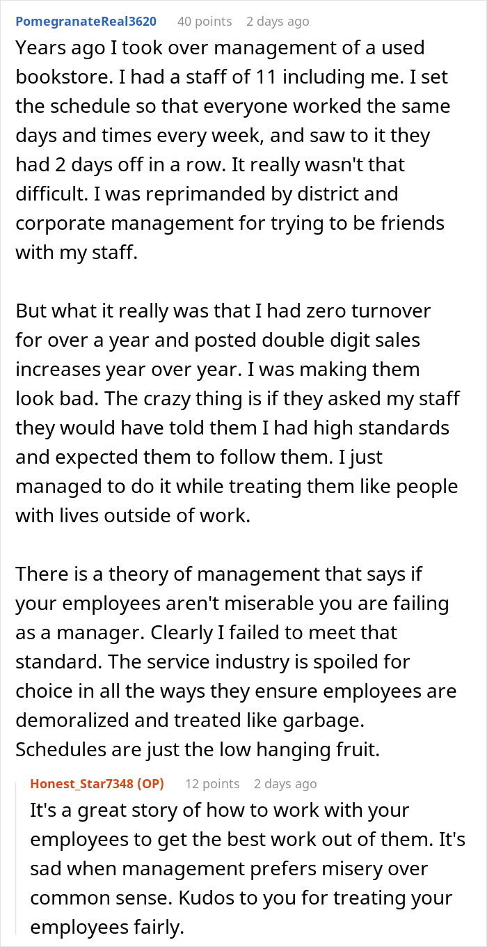 "Close At 11 PM, Open At 5 AM": Management Refuses To Let Employee Switch Schedules, Regrets It