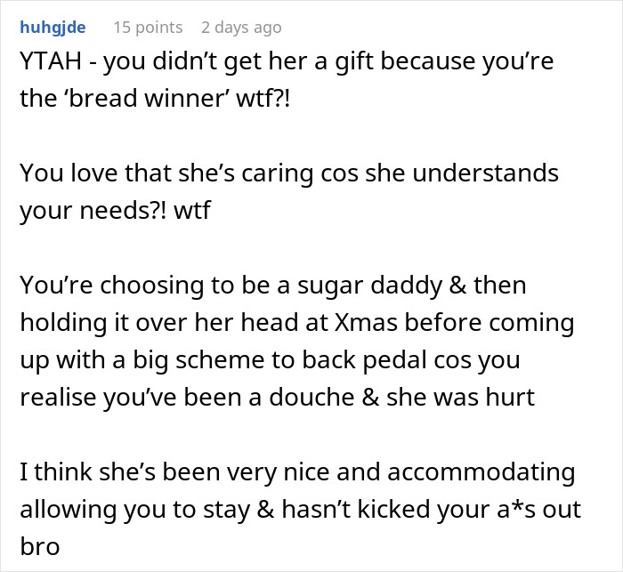 Woman Refuses To Sleep In Same Bed As BF After He Reveals Her Xmas Gift