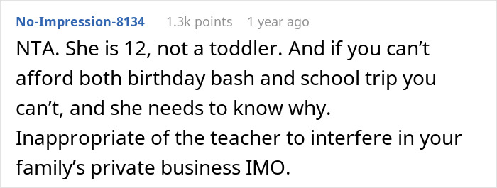Teacher Tells Parents Their Financial Talk With Daughter Is Very Inappropriate