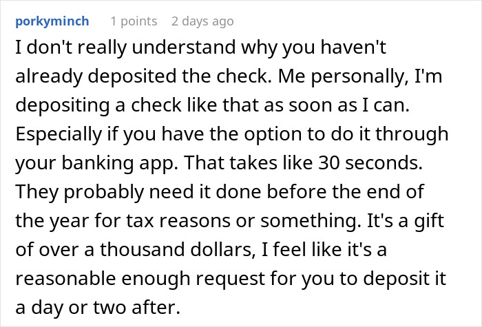 &ldquo;His Anger Was Out Of Line&rdquo;: Dad Wants Daughter To Deposit Christmas Check, Loses It As She Doesn&rsquo;t