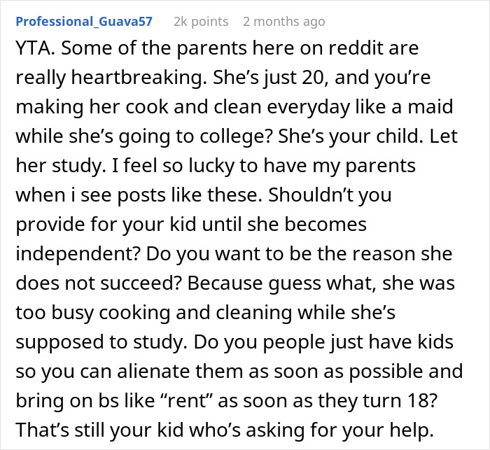 "Am I The Jerk For Expecting My Daughter To Stick To Our Chores-For-Rent Deal?"