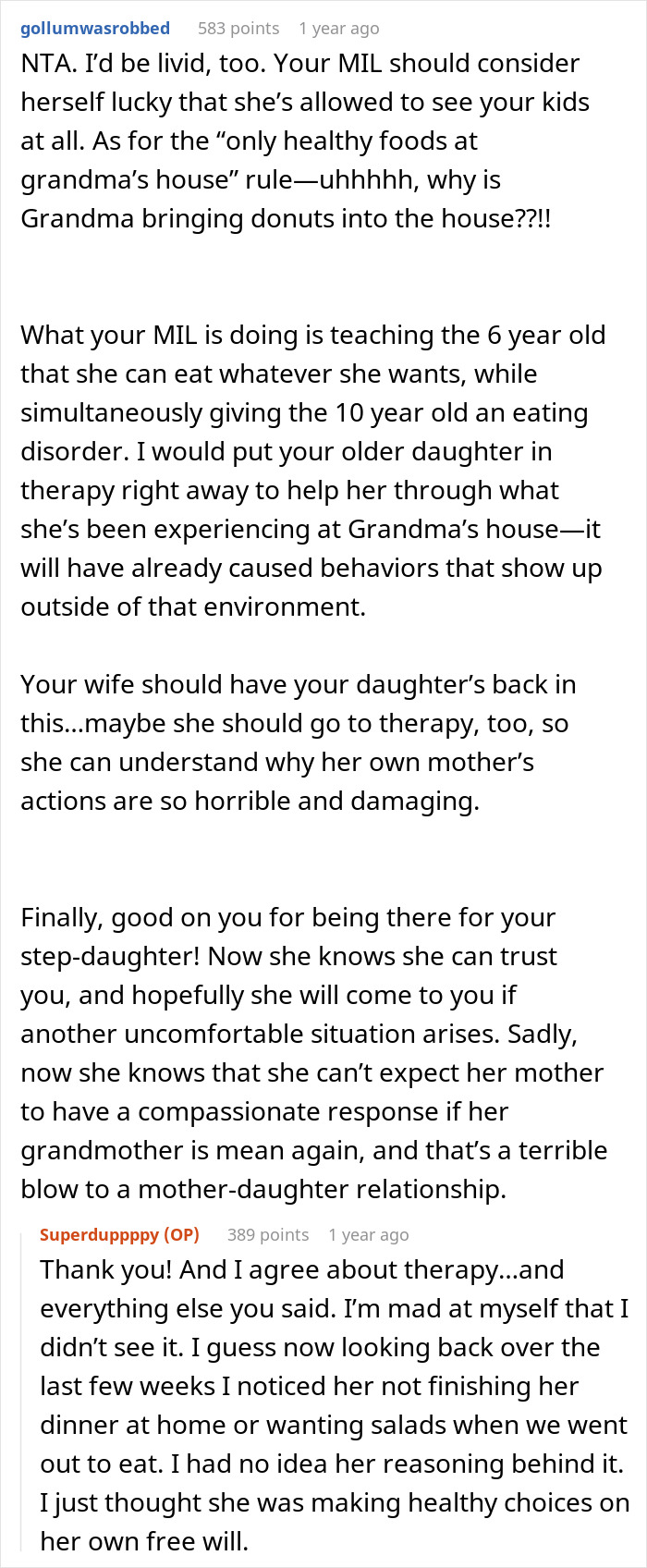 Grandmother Body-Shames 10 Y.O. Girl, Stepdad Takes A Stand For Her And Tells Off MIL