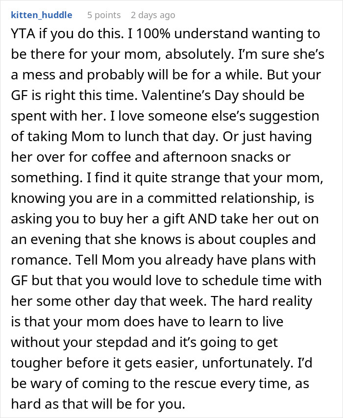 Guy Asks If He&rsquo;d Be A Jerk To Spend Valentine&rsquo;s With Mom Instead Of GF, Gets A Reality Check