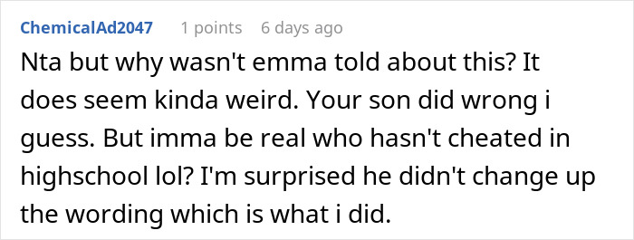 Dad Thinks Son Deserved The Punishment After He Was Caught Cheating, Mom Is Mad