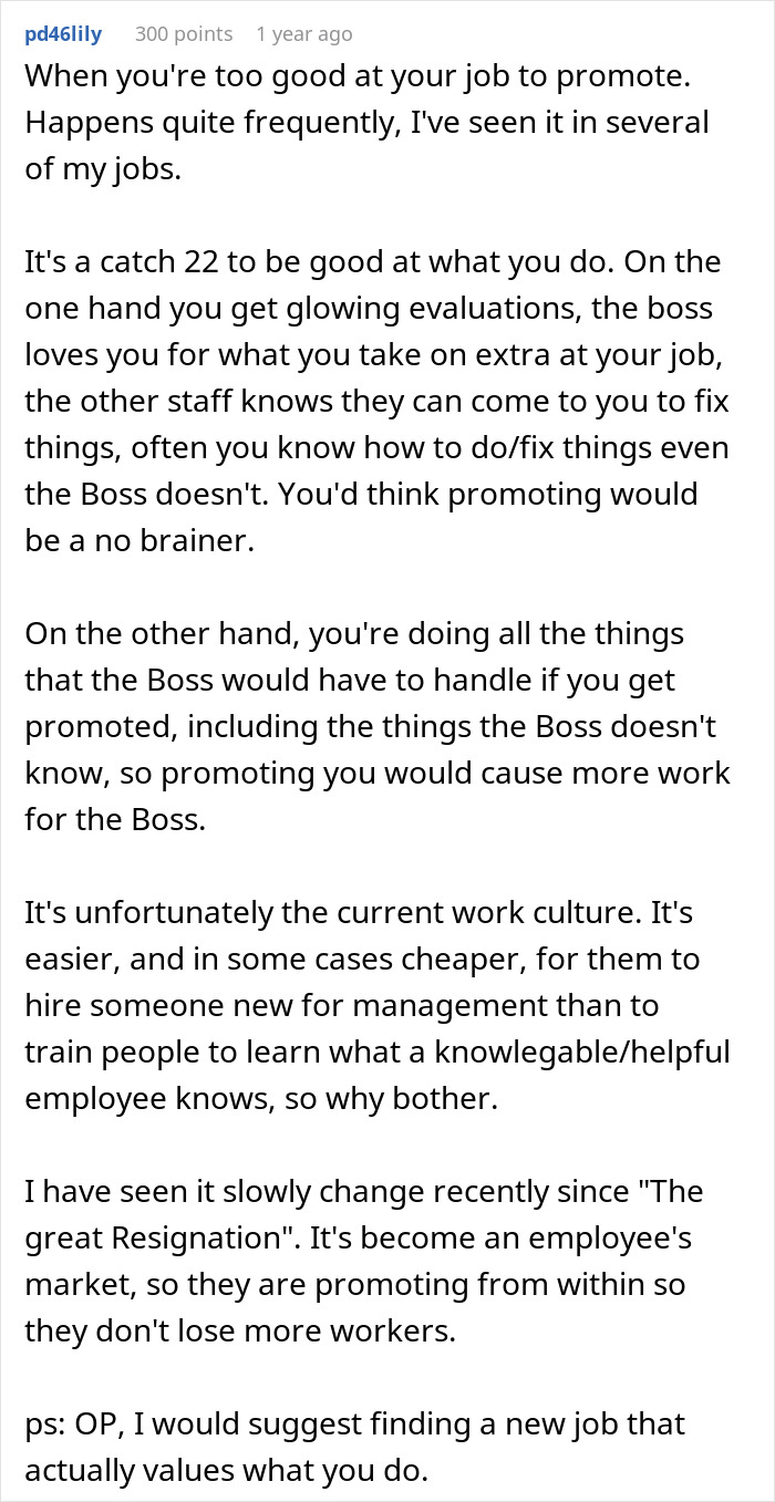 Boss Tells Employee They Won't Be Promoted, Regrets It After They Stop Doing Extra