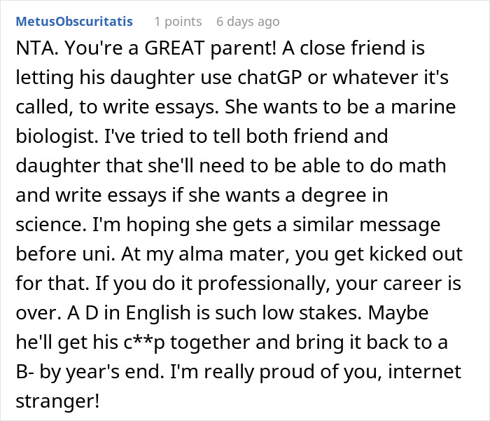 Dad Thinks Son Deserved The Punishment After He Was Caught Cheating, Mom Is Mad