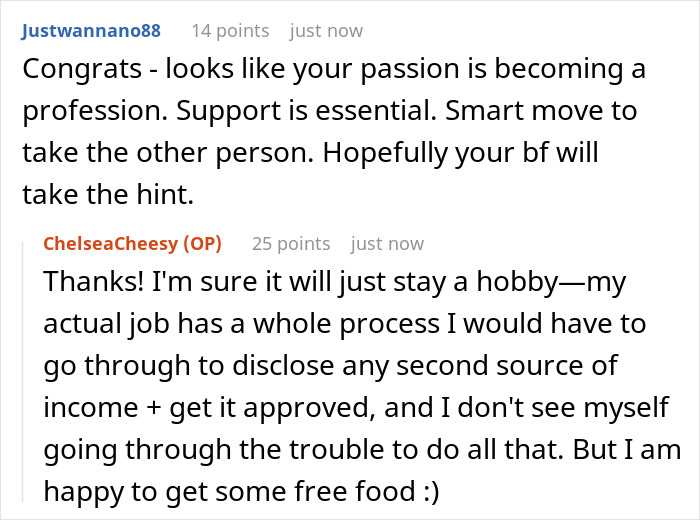 Man Requests A Free Meal, Which His GF Accepted Due To Her Hobby He Continually Made Fun Of Man Requests A Free Meal, Which His GF Accepted Due To Her Hobby He Continually Made Fun Of