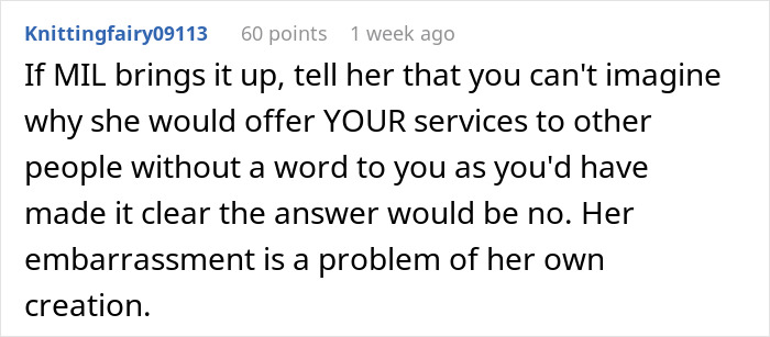 Artist Learns MIL Gave Her Services As A Present To Her Friends Without Her Consent