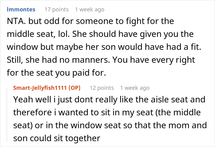 Plane Passenger Finds Her Seat Occupied By Mom With A Kid After Coming Back From The Bathroom