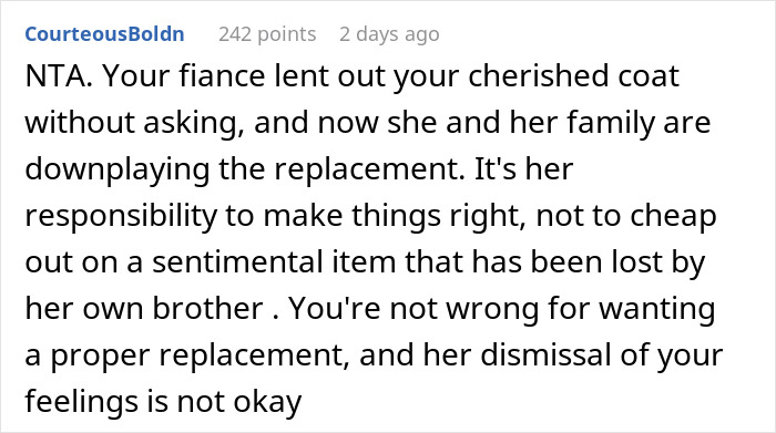 Man Refuses To Back Down After Fianc&eacute;e&rsquo;s Family Turn On Him Over $700 Coat
