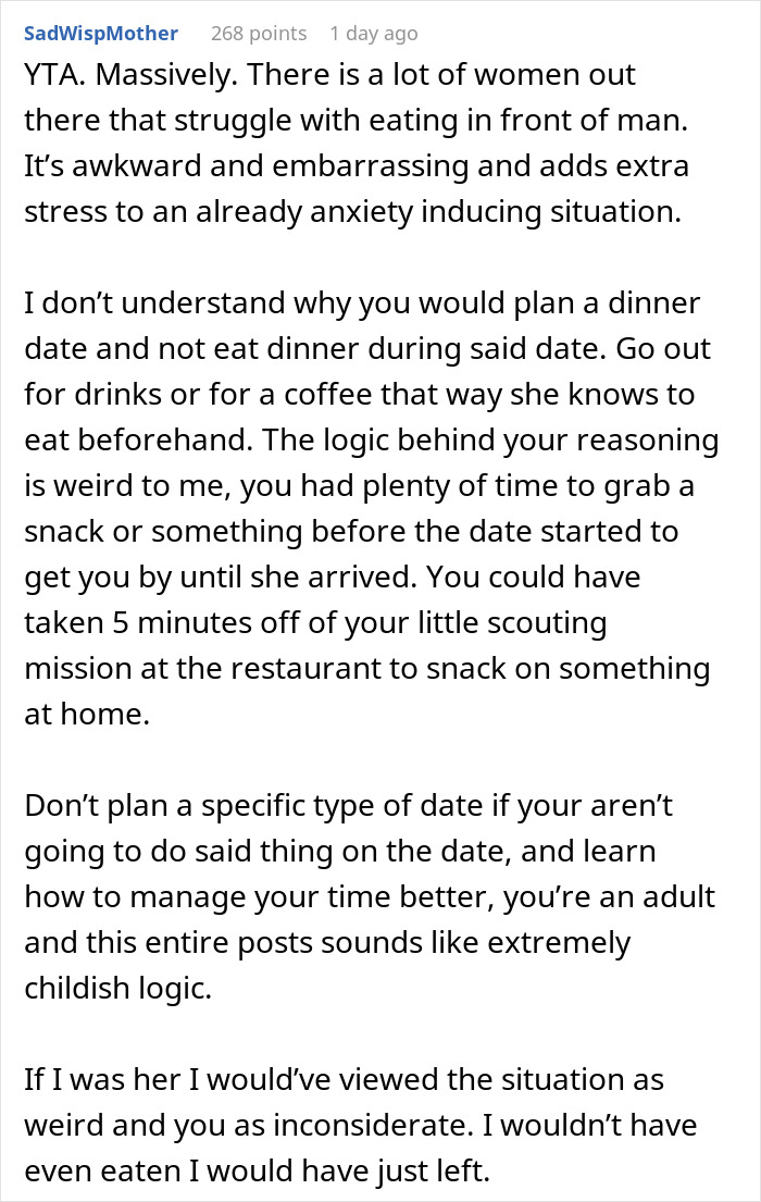 Guy Doesn't Understand Why Date Got Upset He Ate Without Her, The Internet Doesn&rsquo;t Hold Back