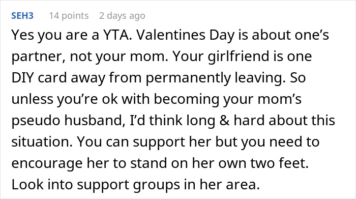 Guy Asks If He&rsquo;d Be A Jerk To Spend Valentine&rsquo;s With Mom Instead Of GF, Gets A Reality Check