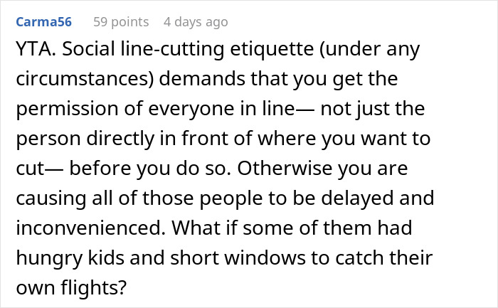 “I Cut Hundreds Of People In Line For Food At The Airport - AITA?” “I Cut Hundreds Of People In Line For Food At The Airport - AITA?”