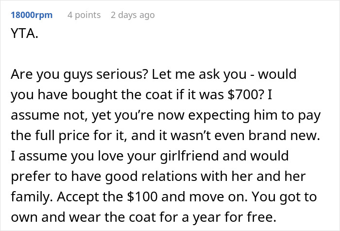 Man Refuses To Back Down After Fianc&eacute;e&rsquo;s Family Turn On Him Over $700 Coat