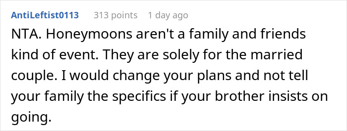 Woman Doesn’t Want Her Brother Joining Her On Honeymoon, Considers Giving Wrong Address Woman Doesn’t Want Her Brother Joining Her On Honeymoon, Considers Giving Wrong Address