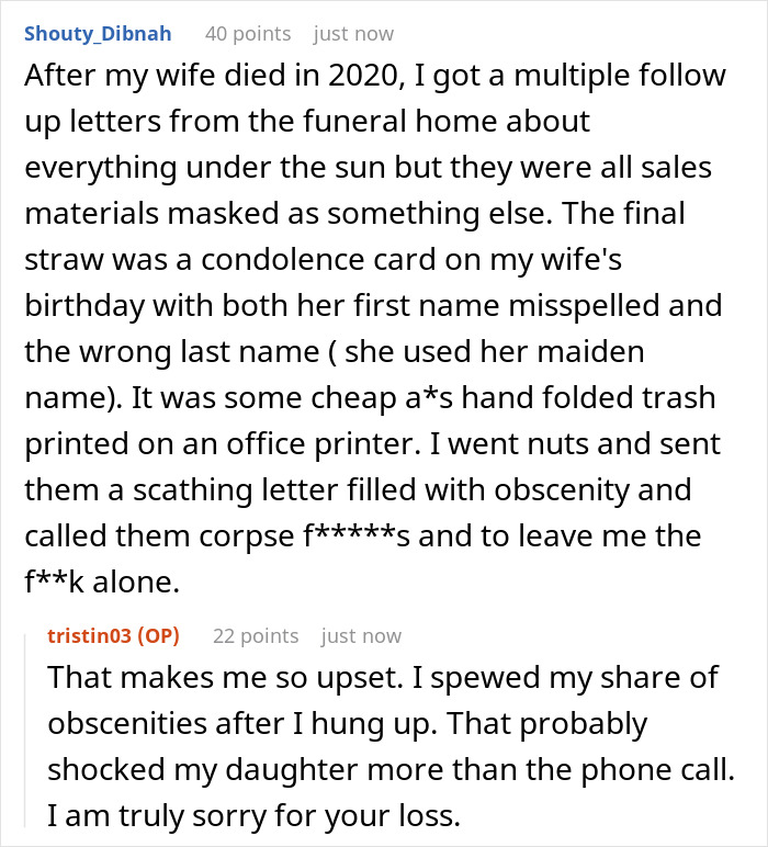 Woman Shares A Mildly Infuriating Story About A Call From Funeral Home Where She Buried Her Husband