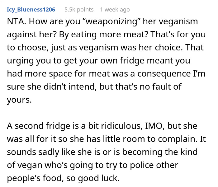 Vegan Woman Pushes Her Husband Out Of The Family Fridge, Is Enraged When He Gets His Own