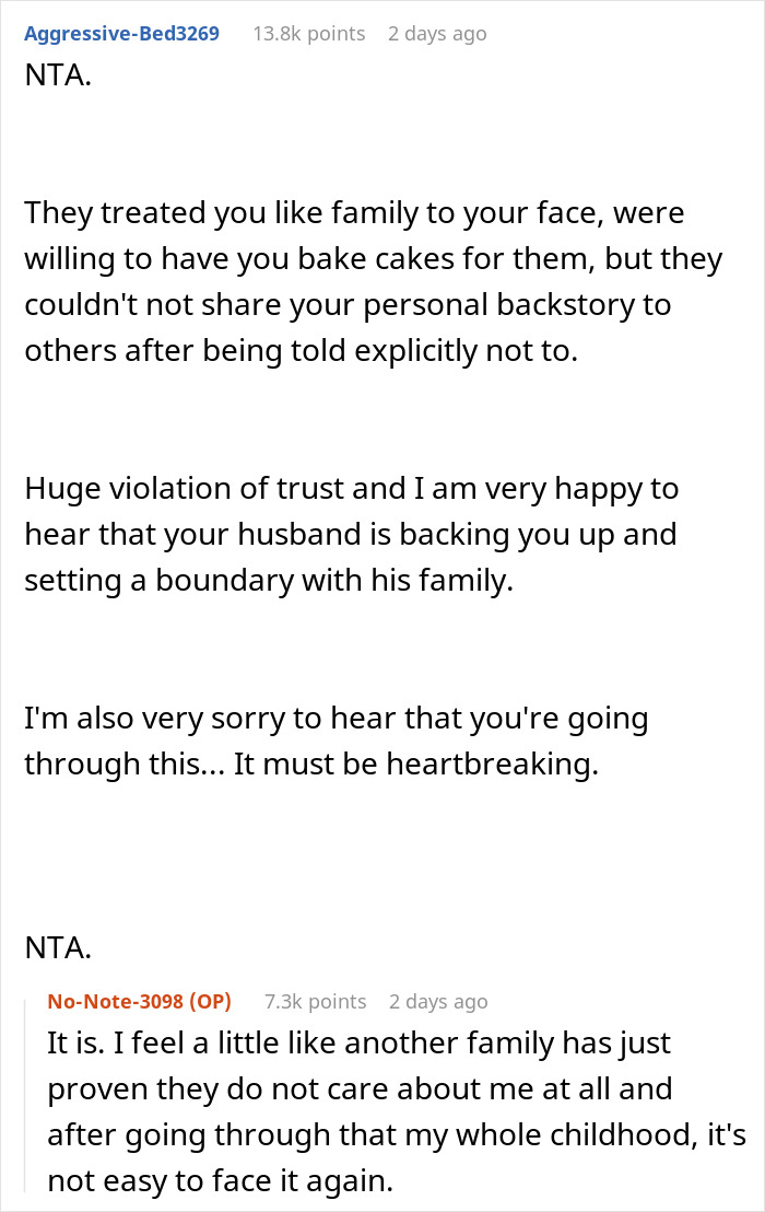 In-Laws Betray Woman&rsquo;s Trust By Sharing Her Secret, She Refuses To Bake A Cake For Niece In Return