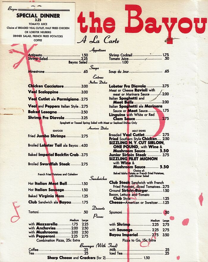 Bayou Menu