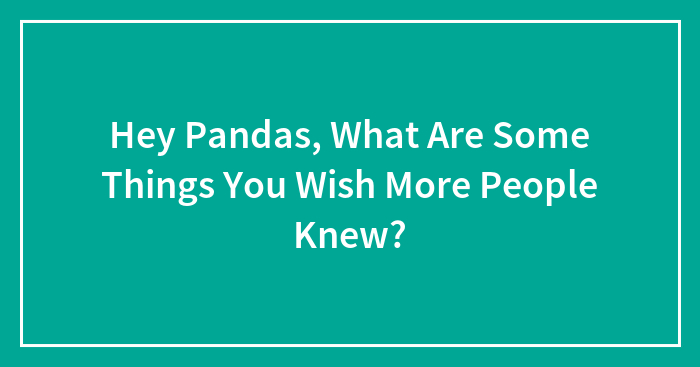 Hey Pandas, What Are Some Things You Wish More People Knew?
