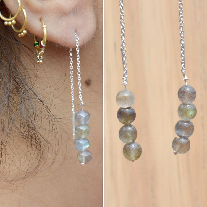 Dancing Lights: The Tale Of Labradorite Threader Earrings