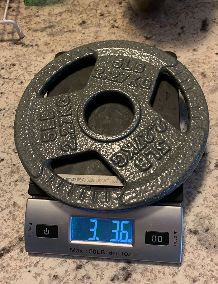 Was Suspicious Of My “5 Lb” Plate Set. Thanks, Amazon!