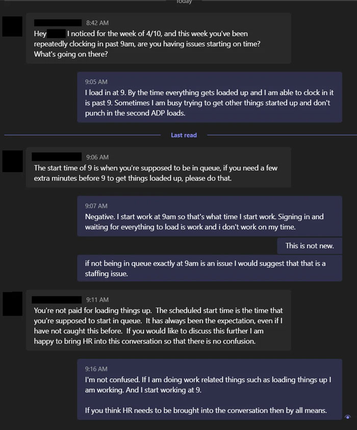 Boss Threatened To Sick Hr On Me For Not Starting Work Before My Start Time