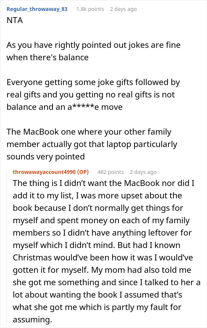 Woman Doesn't Get A Single Real Present From Family, Goes No-Contact, Asks If She Overreacted