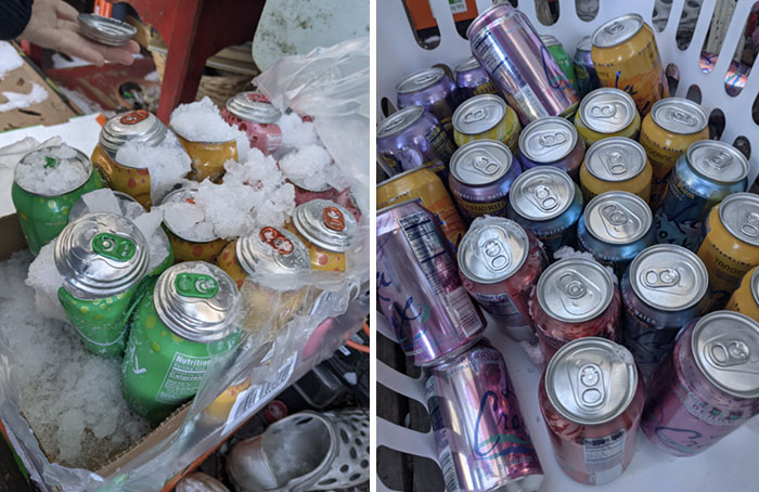 All The Bubbly Branded Seltzer Water Exploded In The Freezing Temperatures, But None Of The La Croix Did