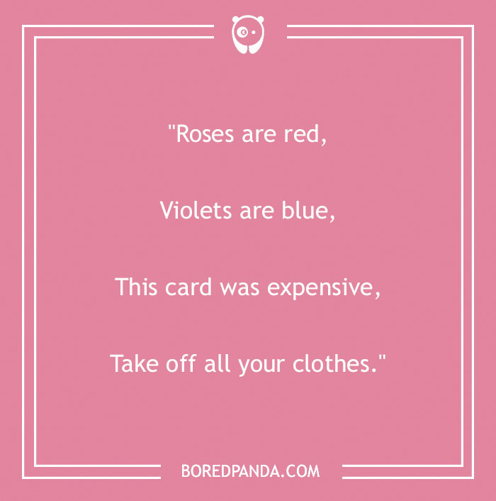Funny “Roses Are Red” poem on a pink background with a humorous twist.