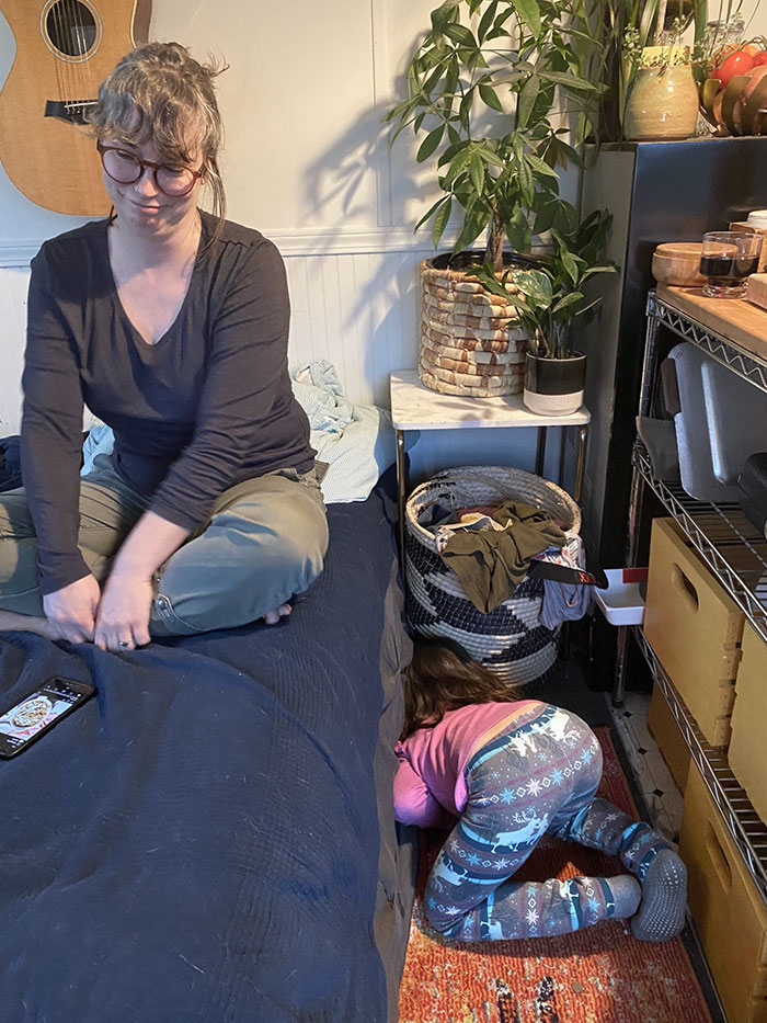 This Is Our 4-Year-Old Niece's Hiding Place. My Wife On The Left Is The Seeker