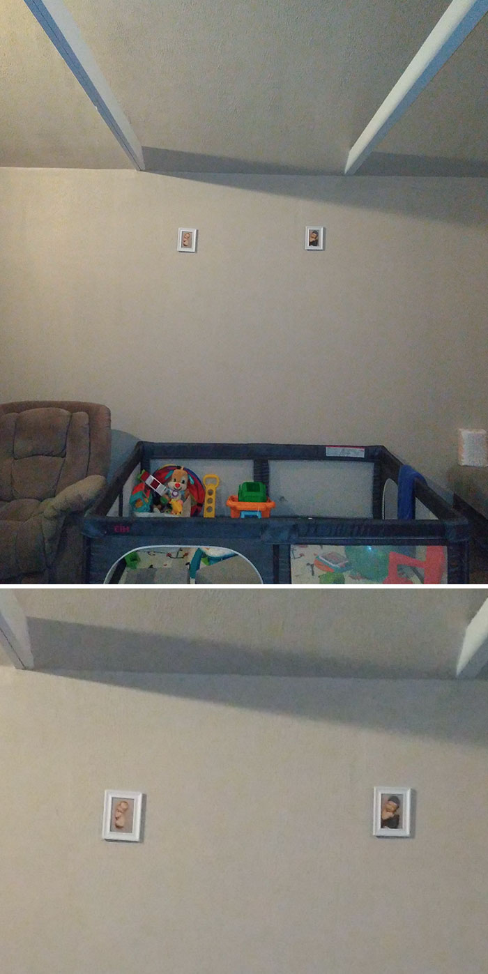 This Wall In My House Is 28'W x 10' Tall And My Wife Hung Two 4x6 Pictures Up