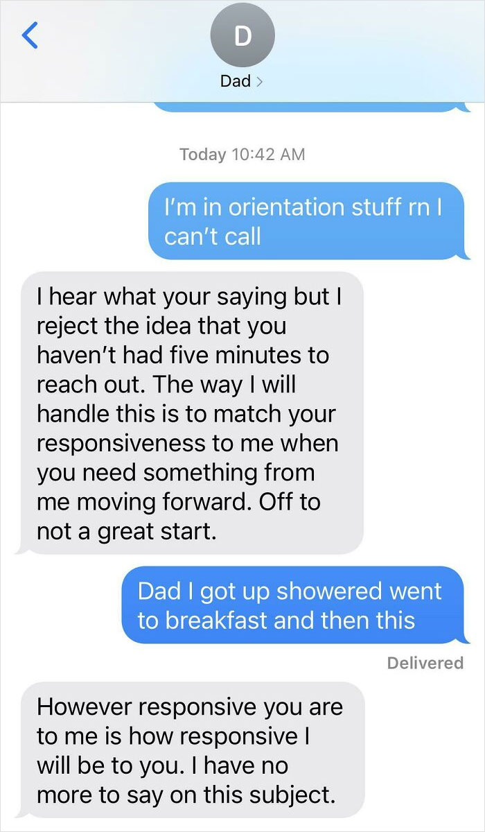 I’ve Been At College For One Day. He Dropped Me Off Yesterday. It’s Orientation Week