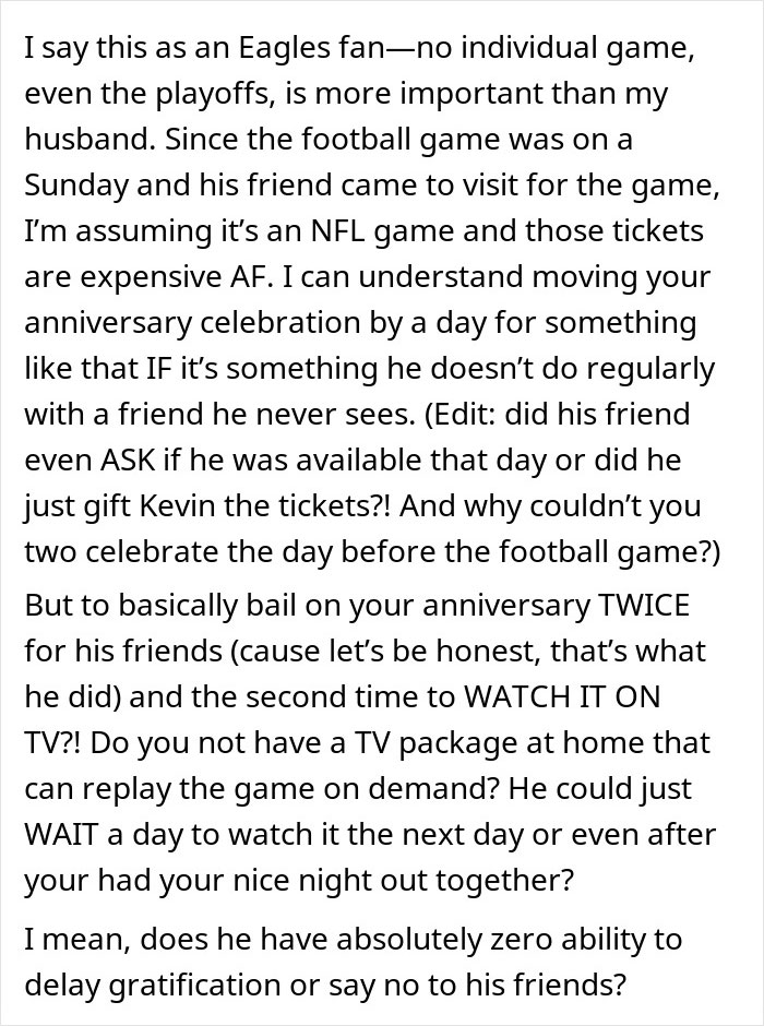 Husband Doesn't Get Why Wife Is So Sad He Put "The Game" Before Her Twice Husband Doesn't Get Why Wife Is So Sad He Put "The Game" Before Her Twice