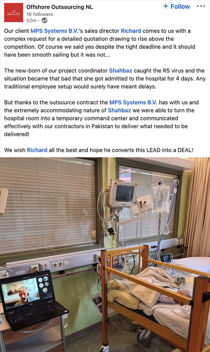 Helping A Client Find Leads Trumps An Employee's Newborn Baby Being Hospitalized. All The Best To The Client Though