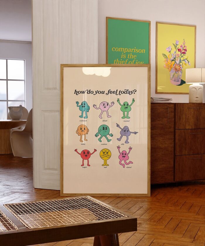 Whether You’re Buzzing With Joy Or Just Meh, Let This Retro Quote Digital Prints Wall Art Be Your Daily Feels Forecast, Decking Out Your Den With A Splash Of Throwback Flair.