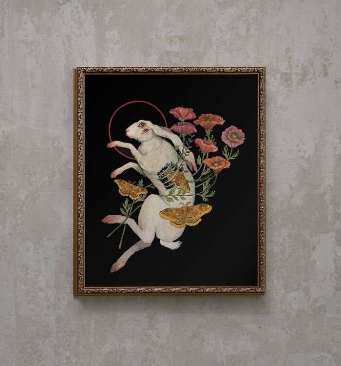 Transform Your Sanctuary With A Scene That's Straight Out Of A Storybook. This Blend Of Innocent Intrigue And Blooming Beauty Is Your New Favorite Rabbit Hole.