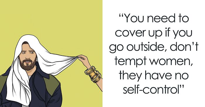 Artist Points Out Everyday Sexism By Placing Men In The Shoes Of Women (8 Pics)