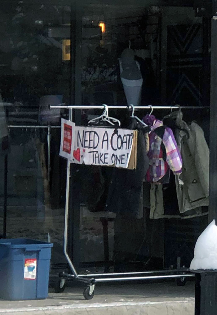 It's Hitting Almost -35°C Tonight Here In Alberta, And A Shop Put This Rack Out For People In Need