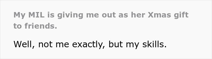 Artist Learns MIL Gave Her Services As A Present To Her Friends Without Her Consent