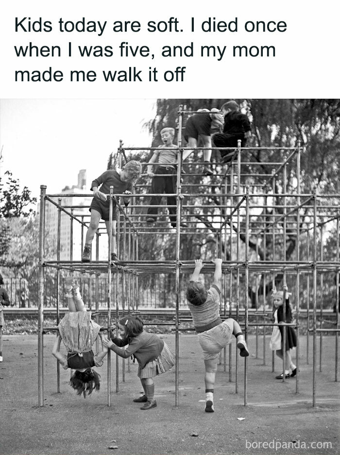 Black and white nostalgic photo of children climbing playground jungle gym, capturing ’80s and ’90s childhood memories and fun.
