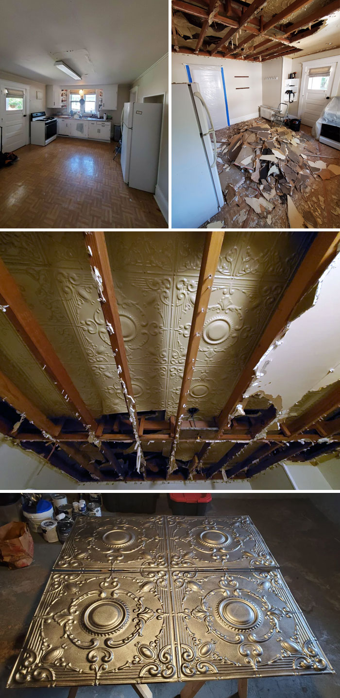 Discovered Original Tin Ceiling In Our 1920s Foursquare