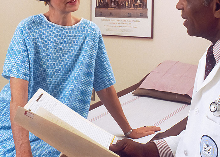 Medical consultation in a doctor's office, highlighting humor in everyday situations.