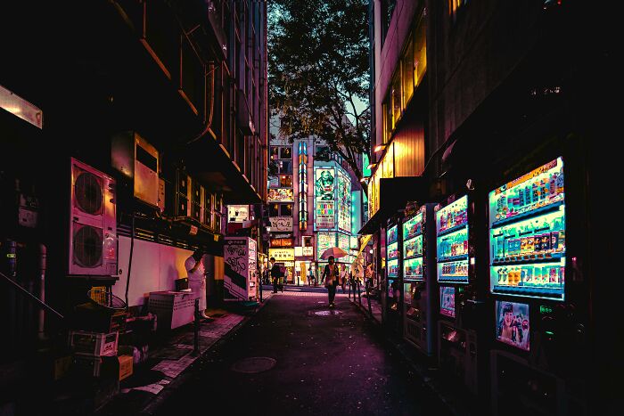 Lighted Vending Machines on Street