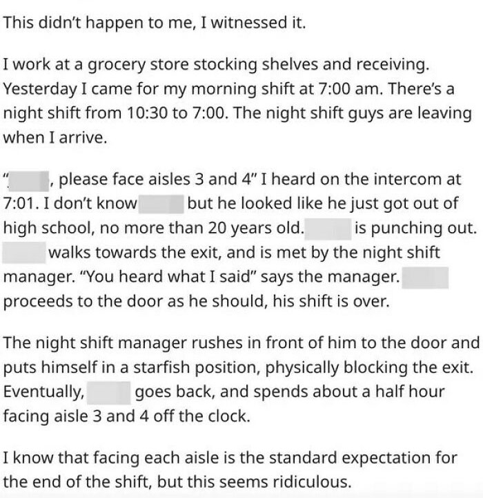 Physically Forced To Stay At Work After Clocking Out