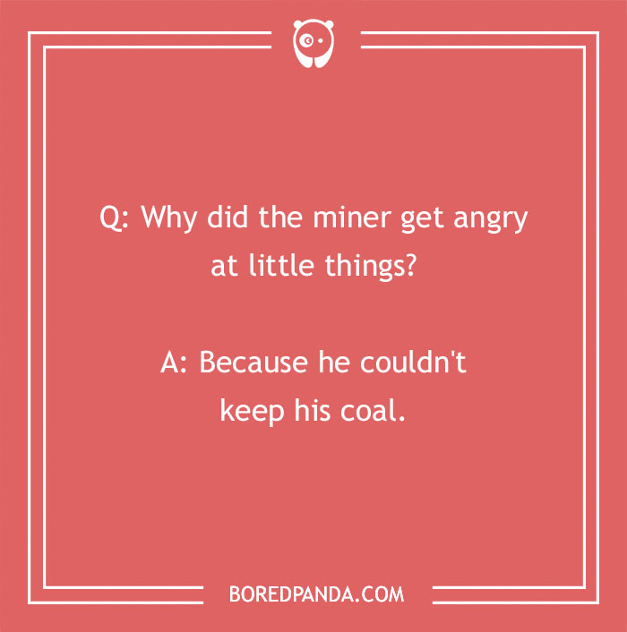 Miner joke text on a red background with a playful font style.